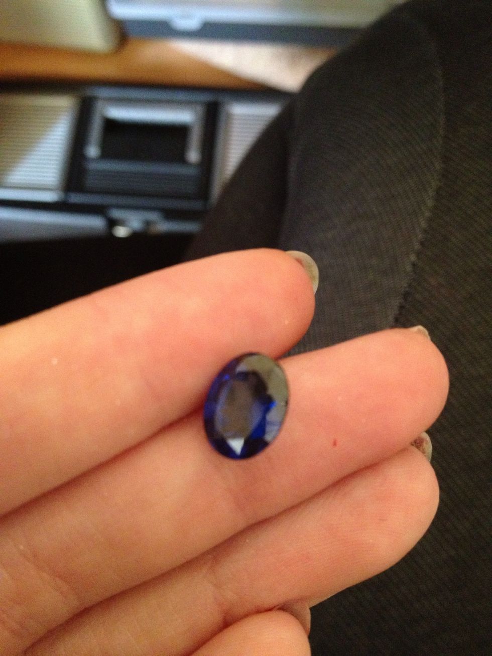 Choose your gemstone! Here I used an 8x10mm blue cubic zirconia.