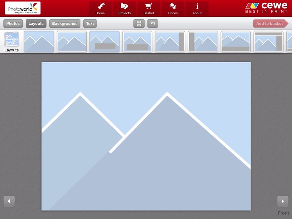 Choose your layout for the front of the postcard, you can have a single photo or multiple photos