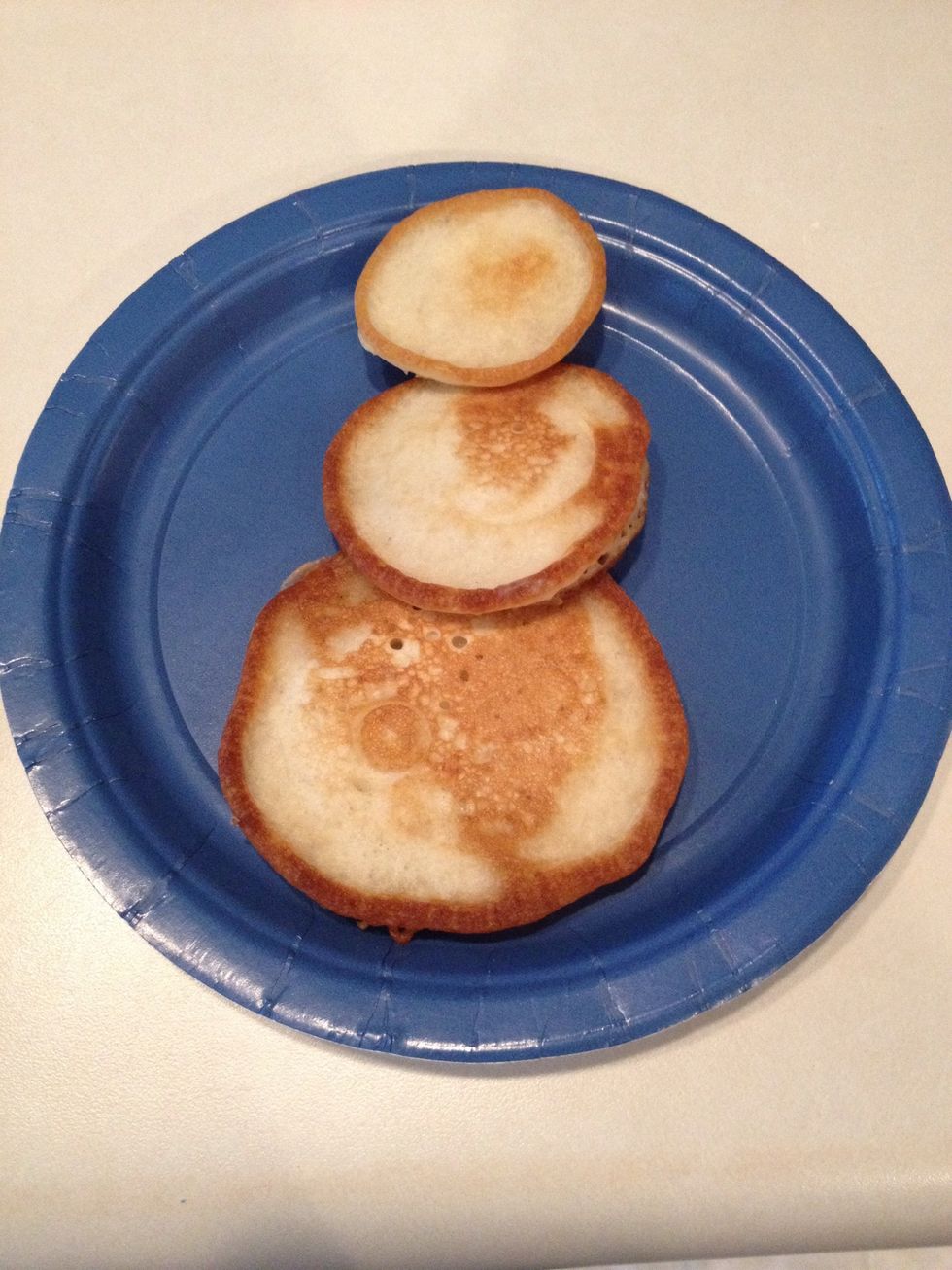 Choose your three pancakes and arrange as a snowman.