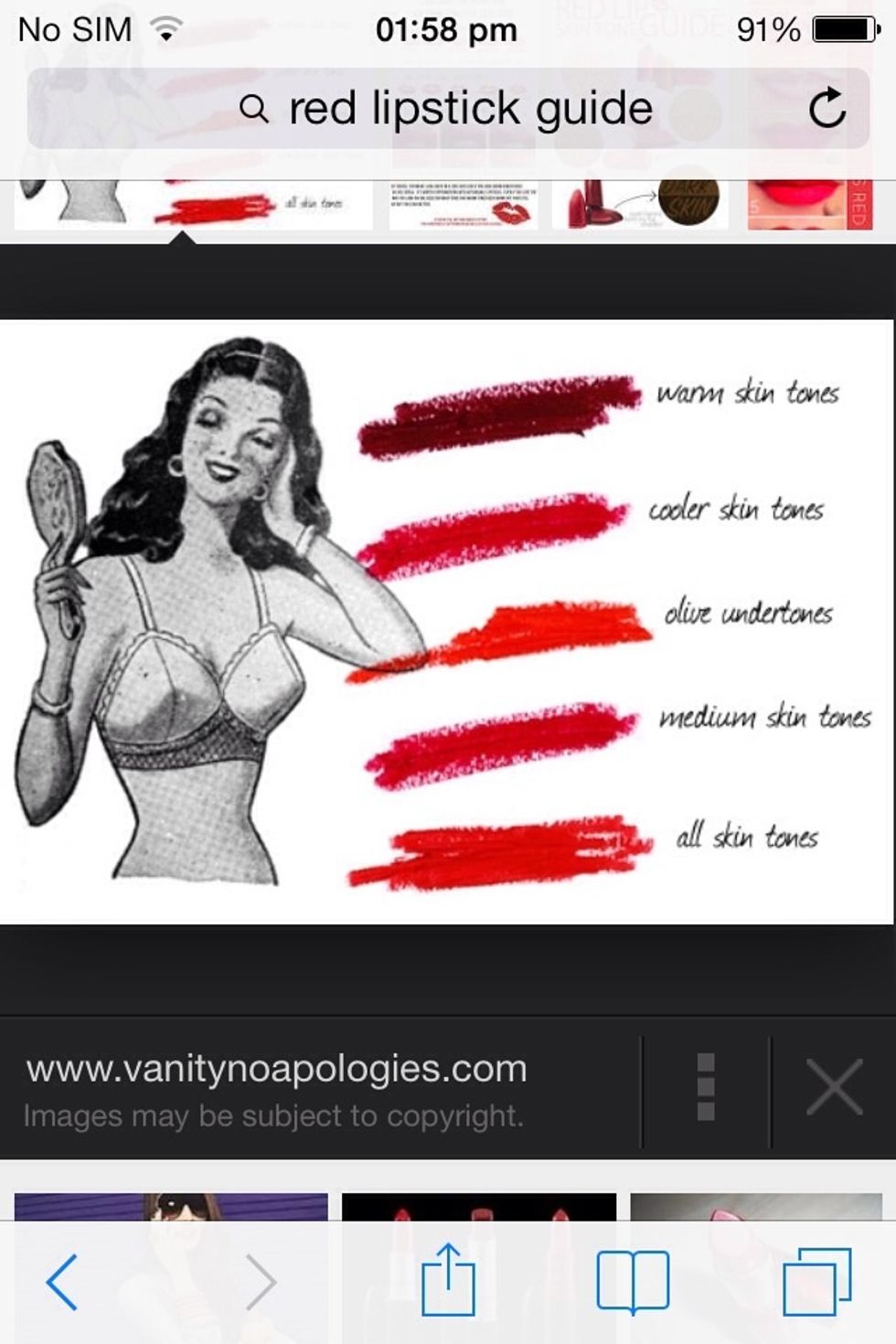 Choosing lipstick is usually best to go by skin tone...