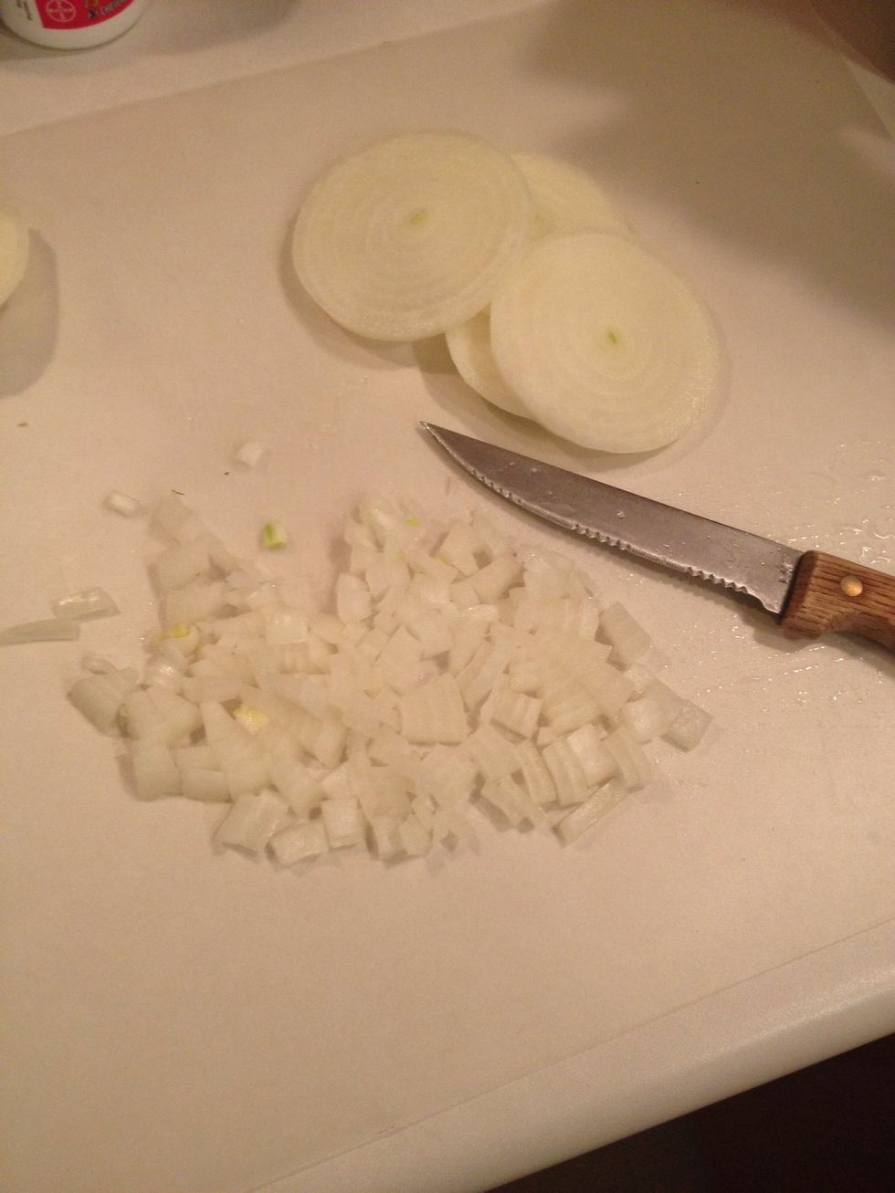 Chop 1/2 of a small onion.