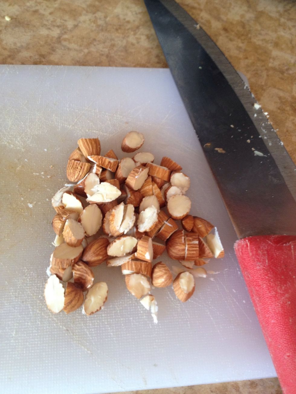 Chop 10 almonds