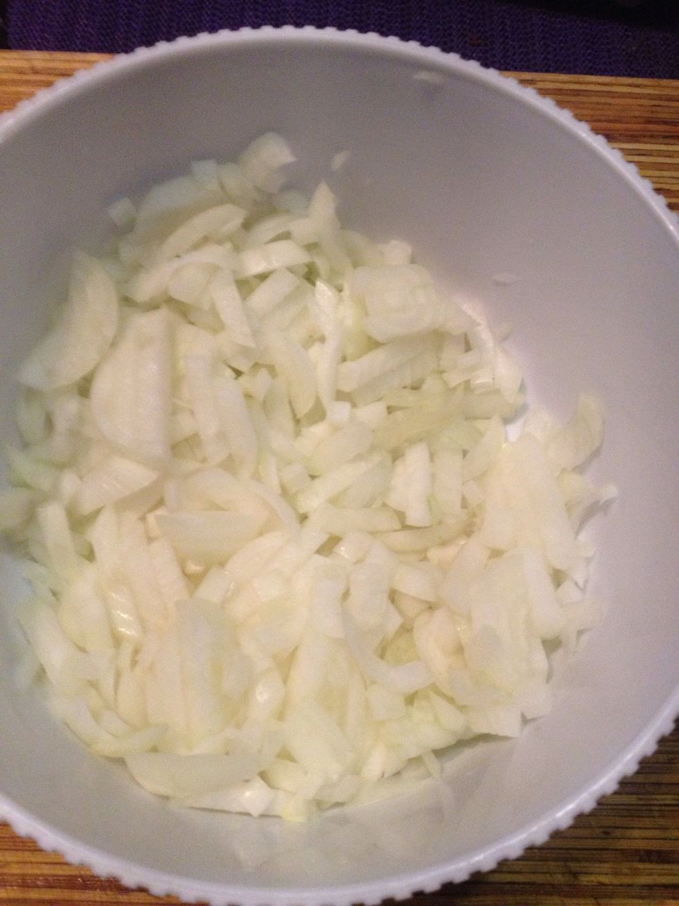 Chop 3 medium onions