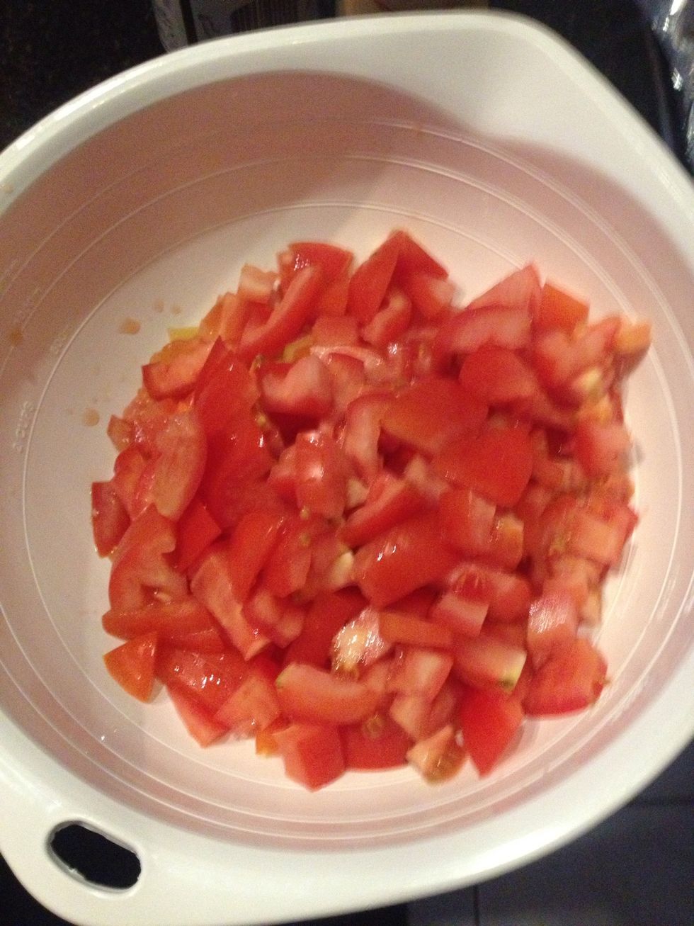 Chop 3 medium tomatoes