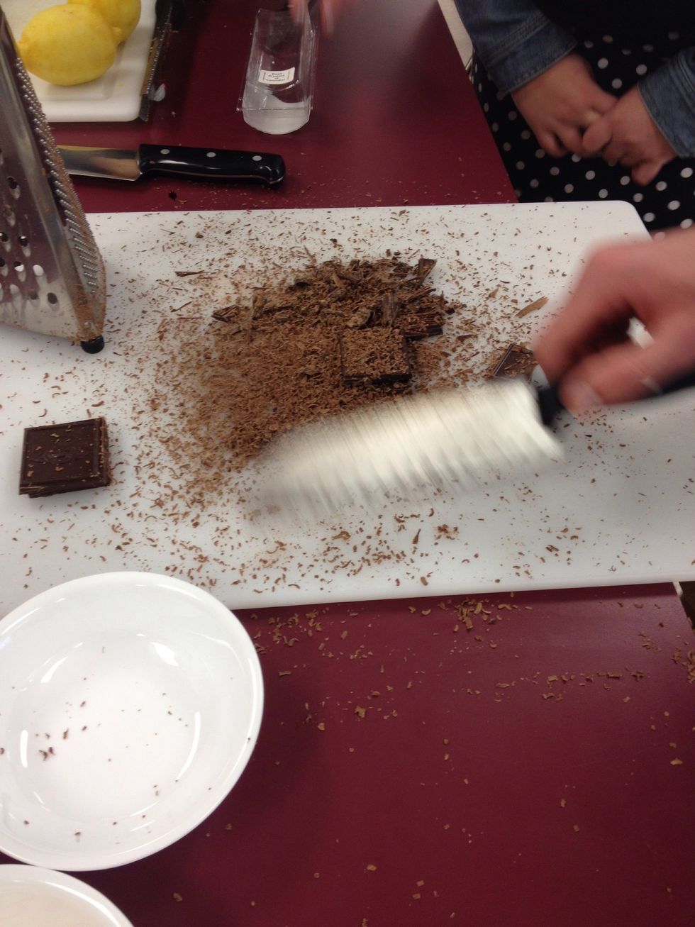 Chop 4 oz. of semi sweet chocolate until fine