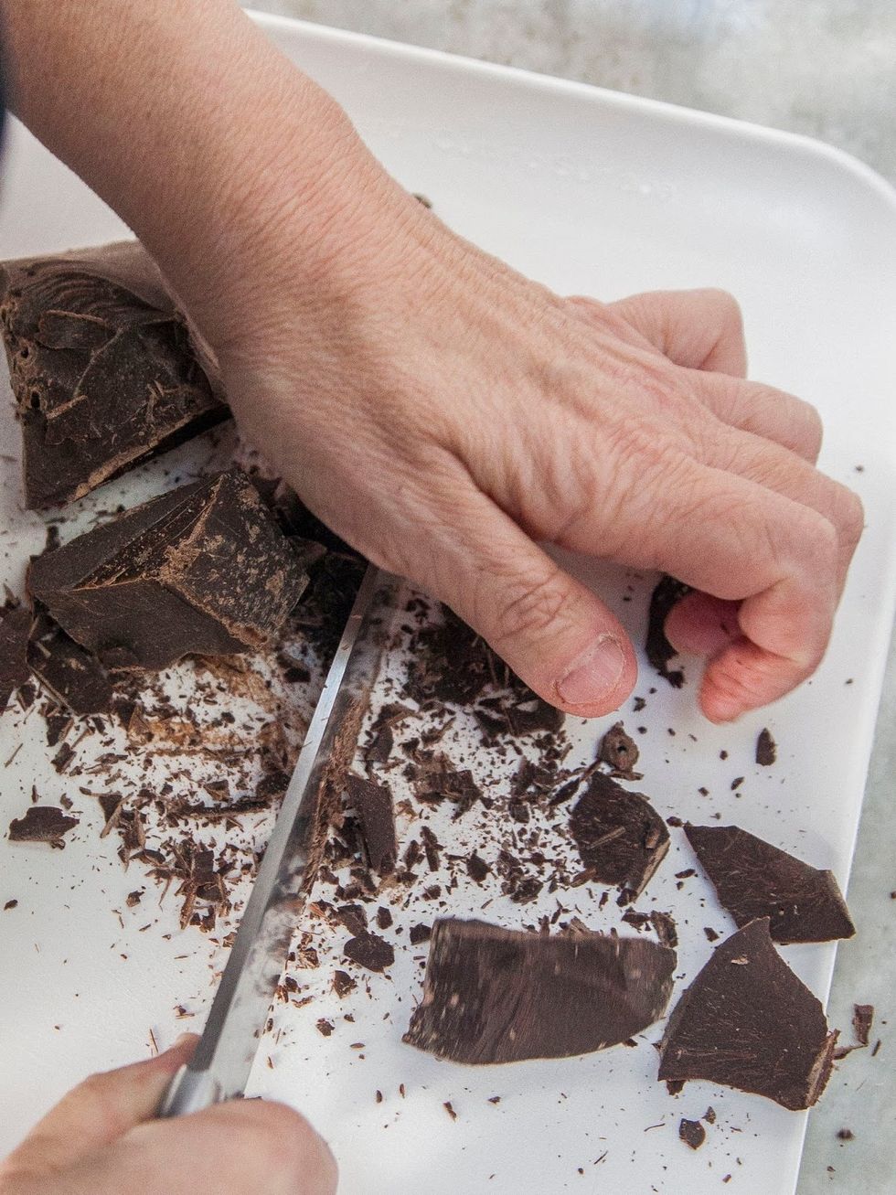 chop 6 oz of bittersweet chocolate into chunks