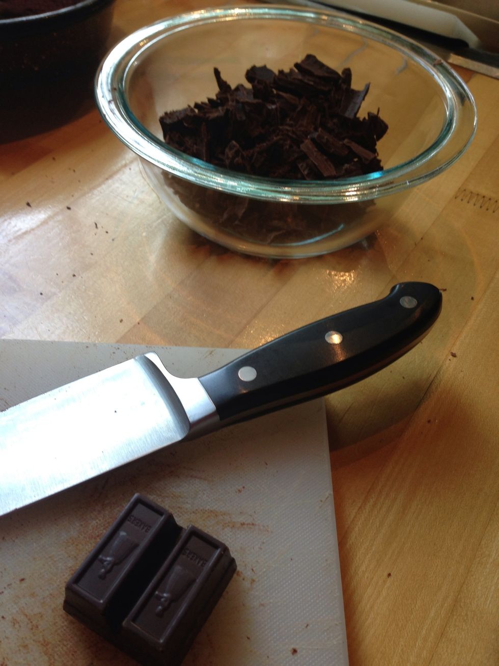 Chop 8 oz of chocolate.