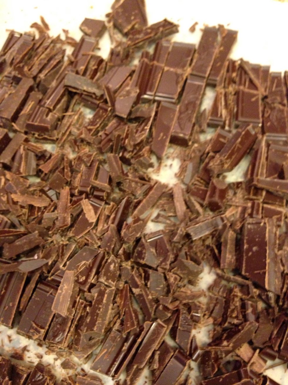 Chop 8 oz of chocolate.