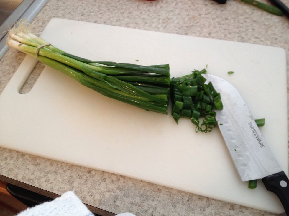 Chop about half a cup of green onions and set aside.