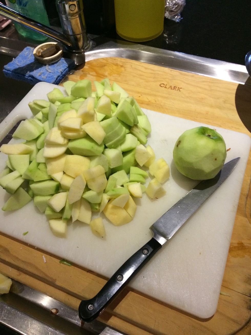 Chop all of the apples and remove core