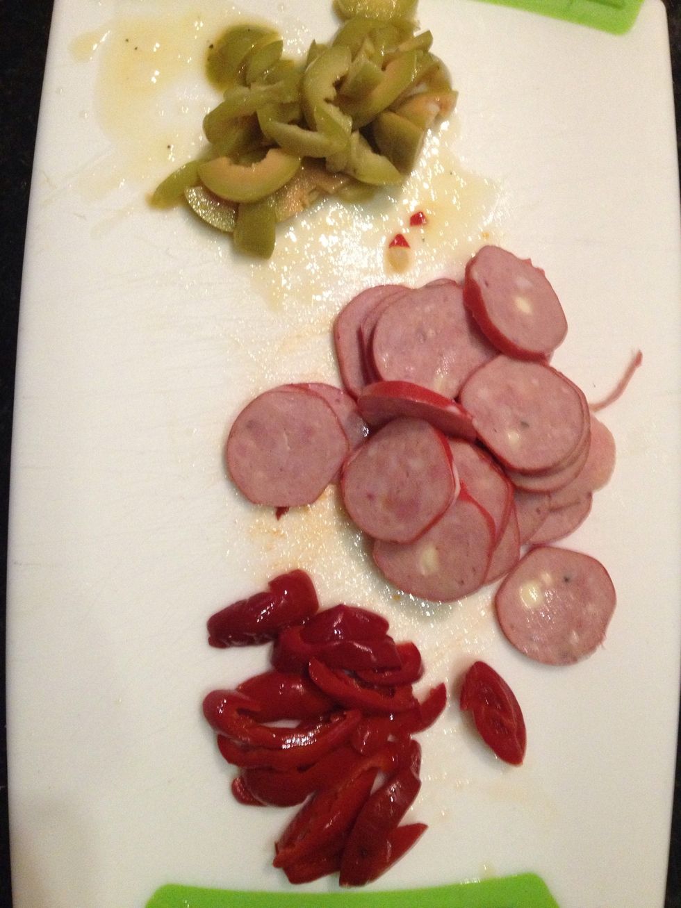 Chop all your toppings