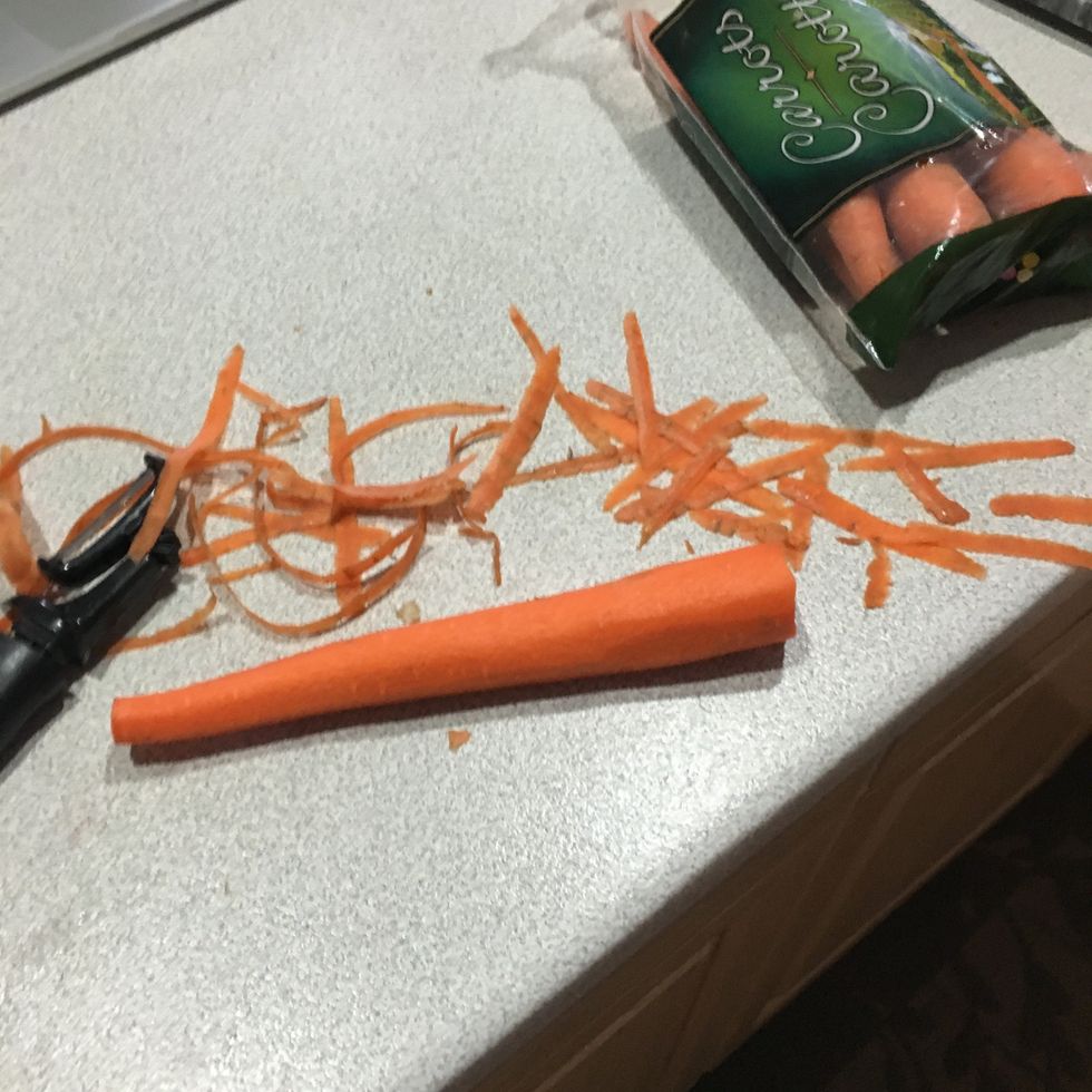 Chop and peel the carrots