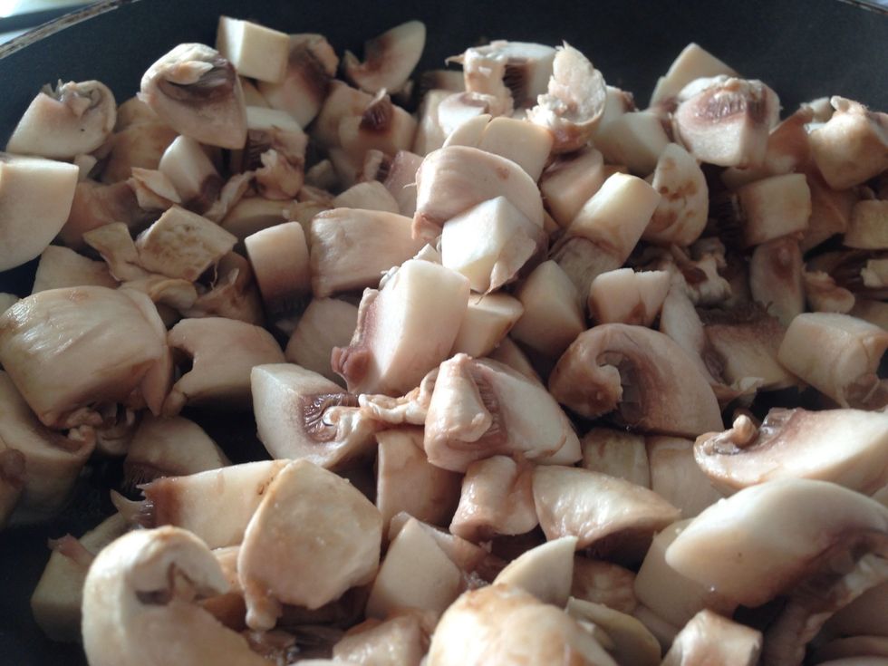 Chop and put them in a dry nonstick pan with a pinch of salt over medium heat. They need to sweat out their water until they are dry, which takes a several minutes. Don't add oil yet!