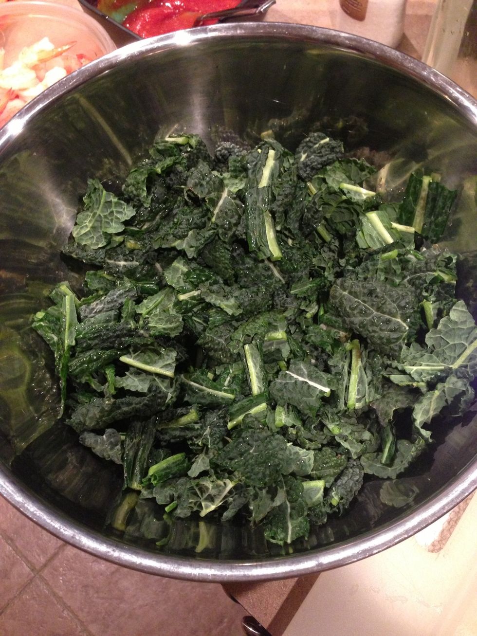 Chop and wash the kale like this.