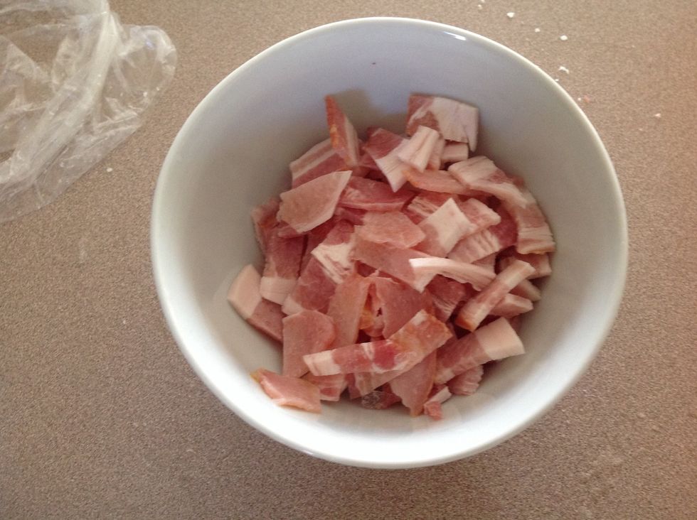 Chop bacon into pieces