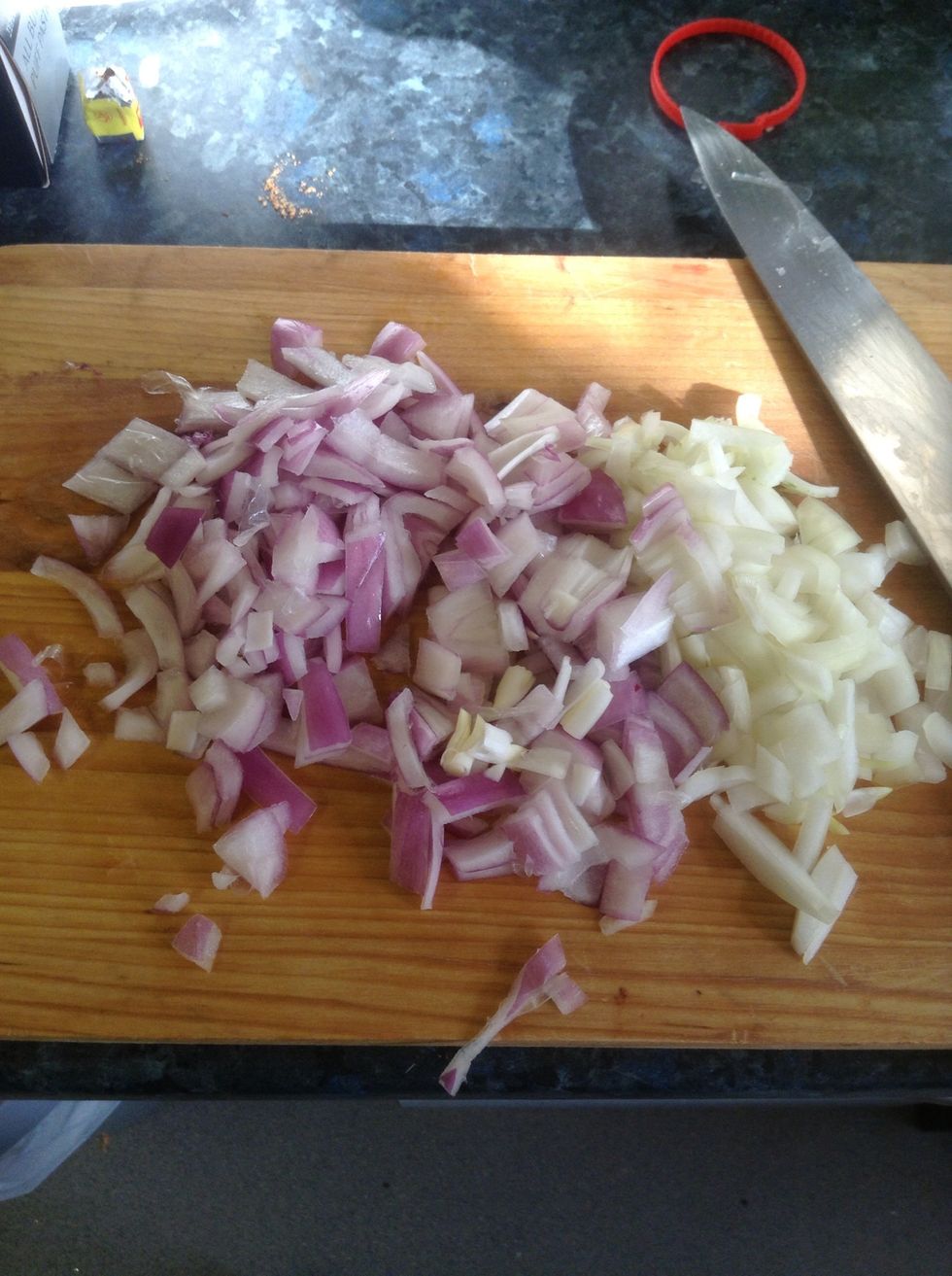 Chop both onions