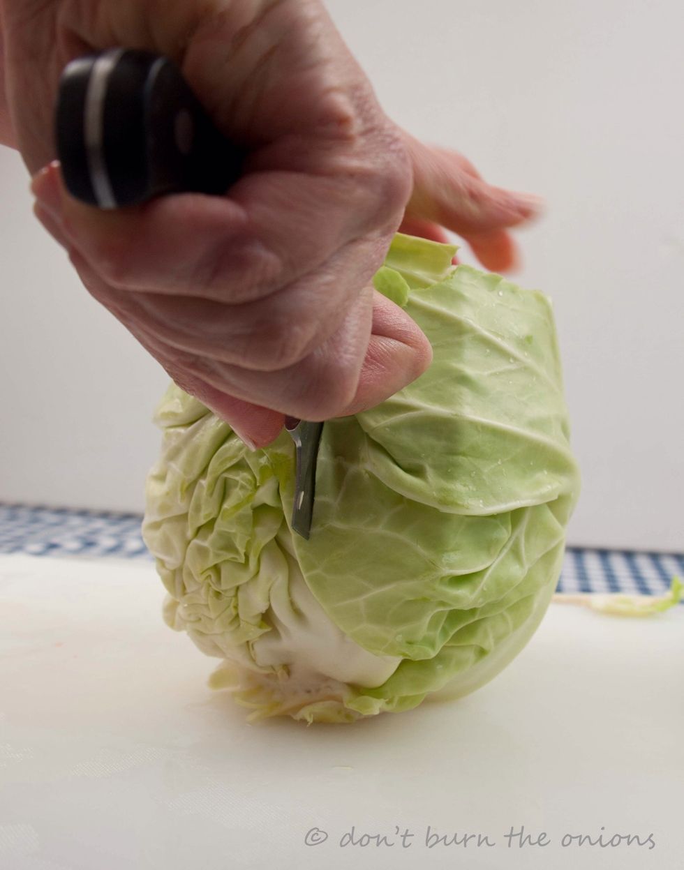 Chop cabbage in half. You only need about half for two people.