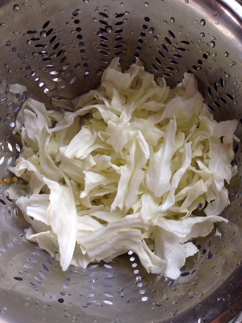 Chop cabbage into slices as well