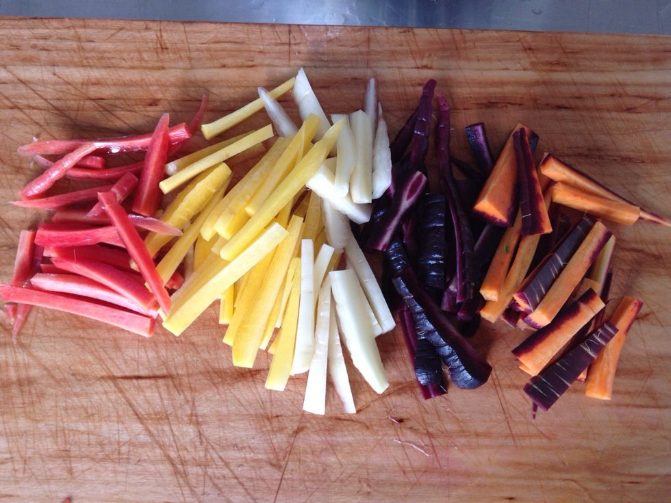 Chop carrots into small sticks