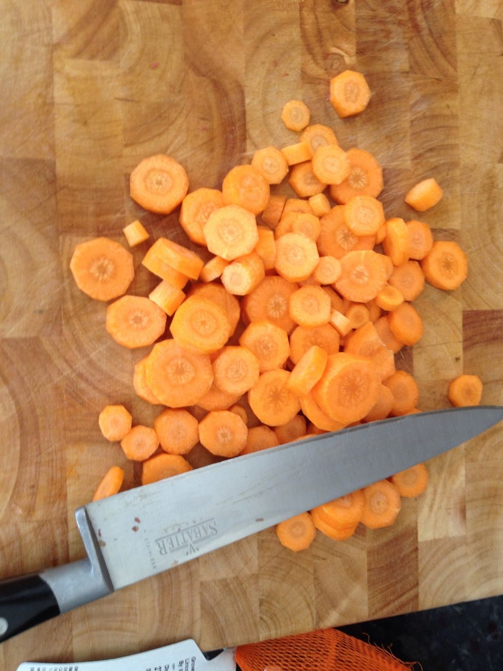 Chop carrots roughly