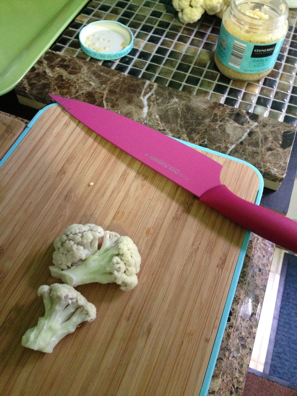 Chop cauliflower into small pieces.