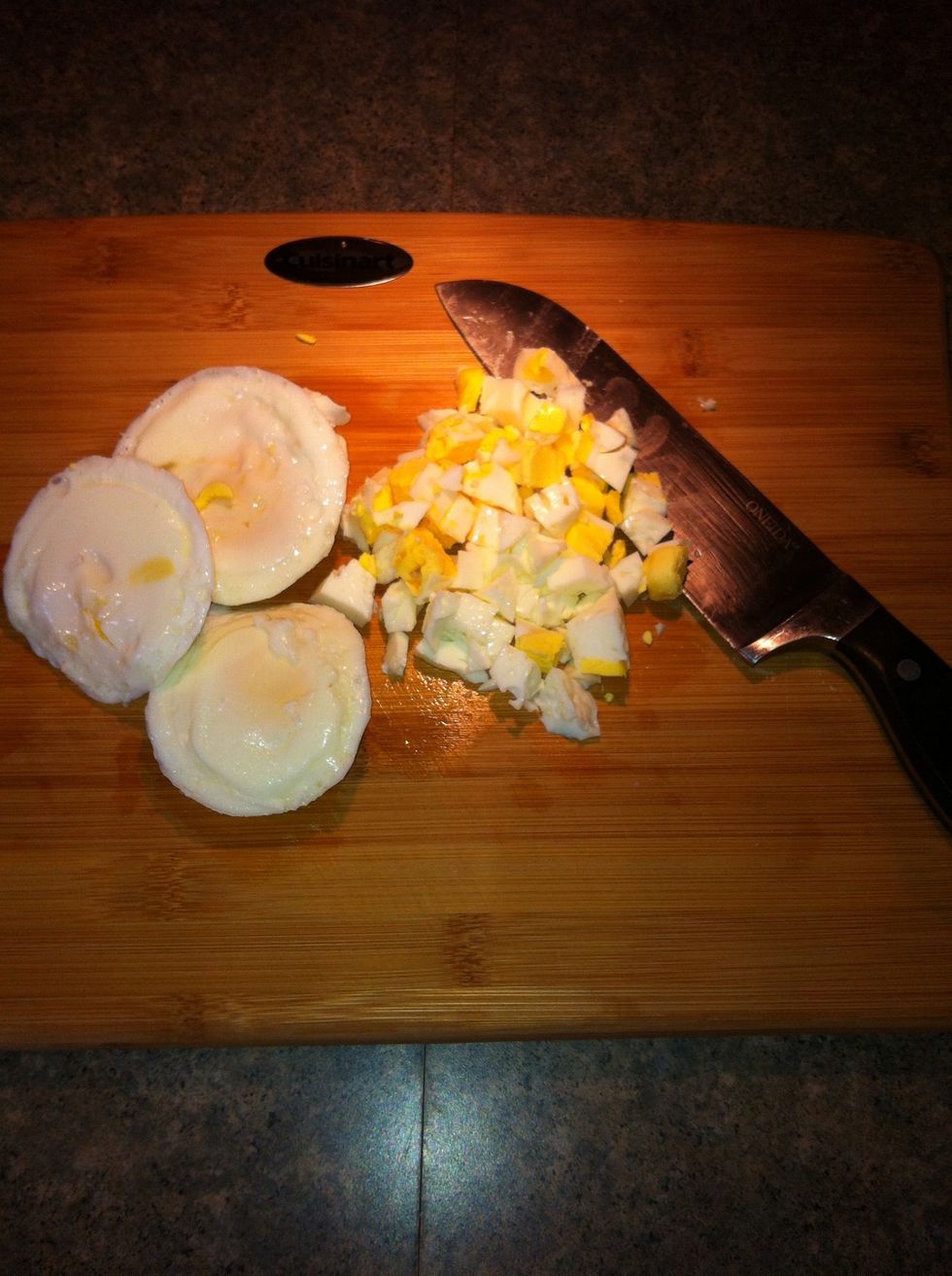 Chop cooled eggs and add to salads or make egg salad sandwiches!!