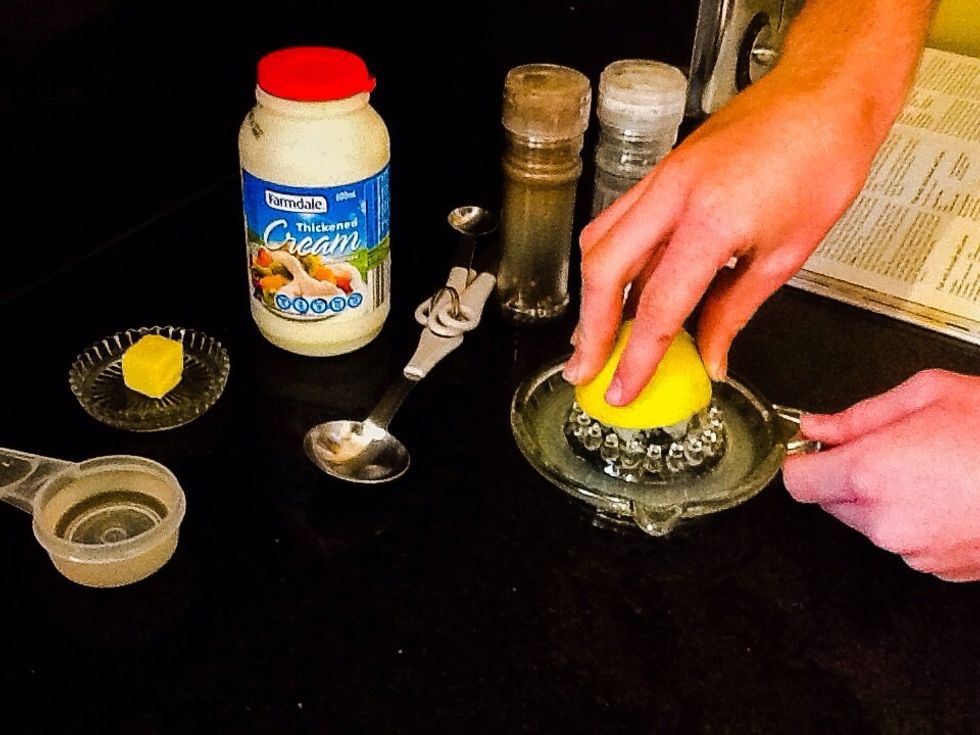 Chop garlic and juice lemon