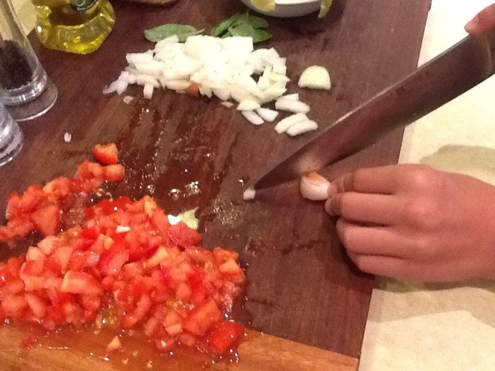 Chop garlic finely