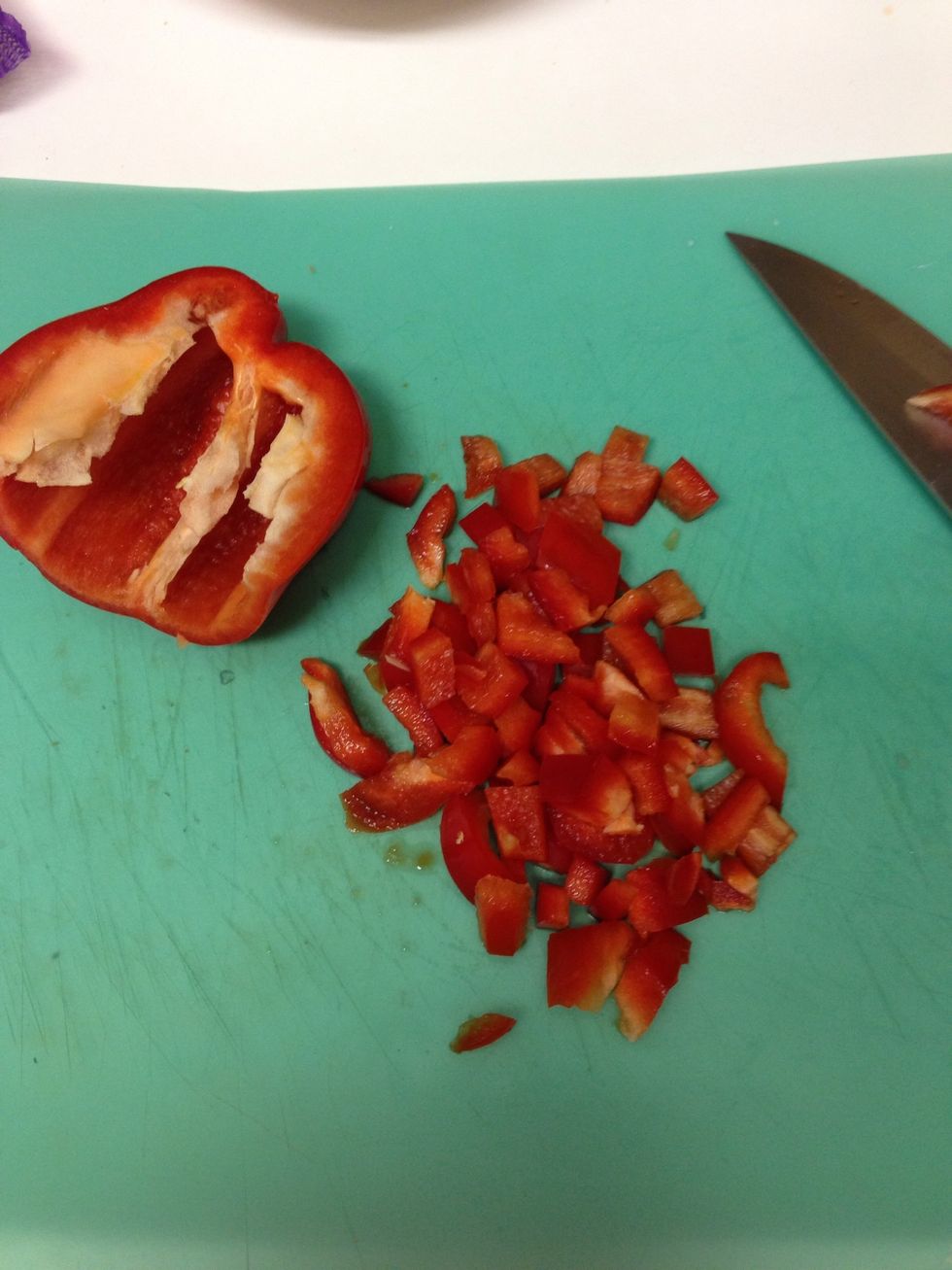 Chop half bell pepper