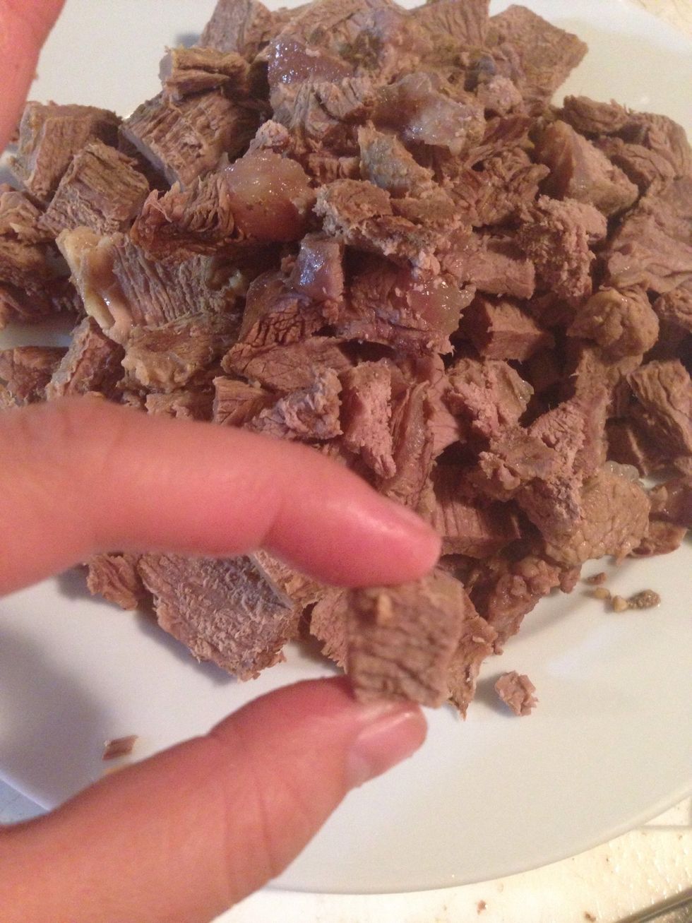 Chop it into cubed sized.