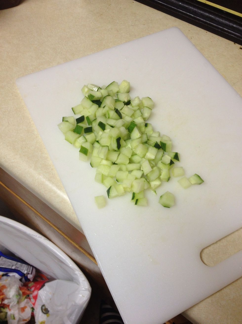 Chop it up. You may choose to remove the skin but I keep most of the skin on mine.