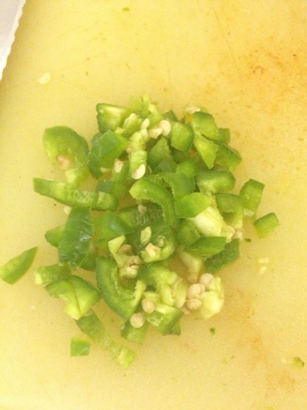 Chop... (Jalape\u00f1o with seeds. Hot, hot, hot!)