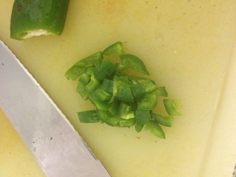 Chop... (Jalape\u00f1o without seeds; looks like green bell pepper)