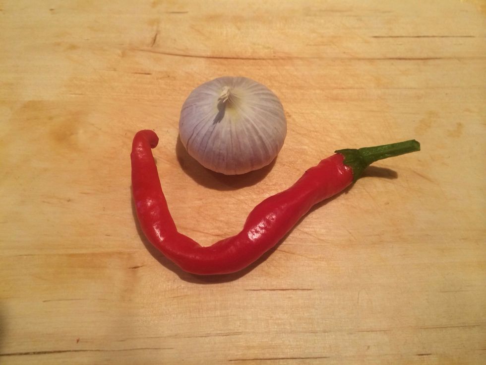 Chop/mince chilli and garlic