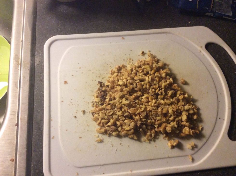 Chop nuts to about this size. These are walnuts but works great with pecans
