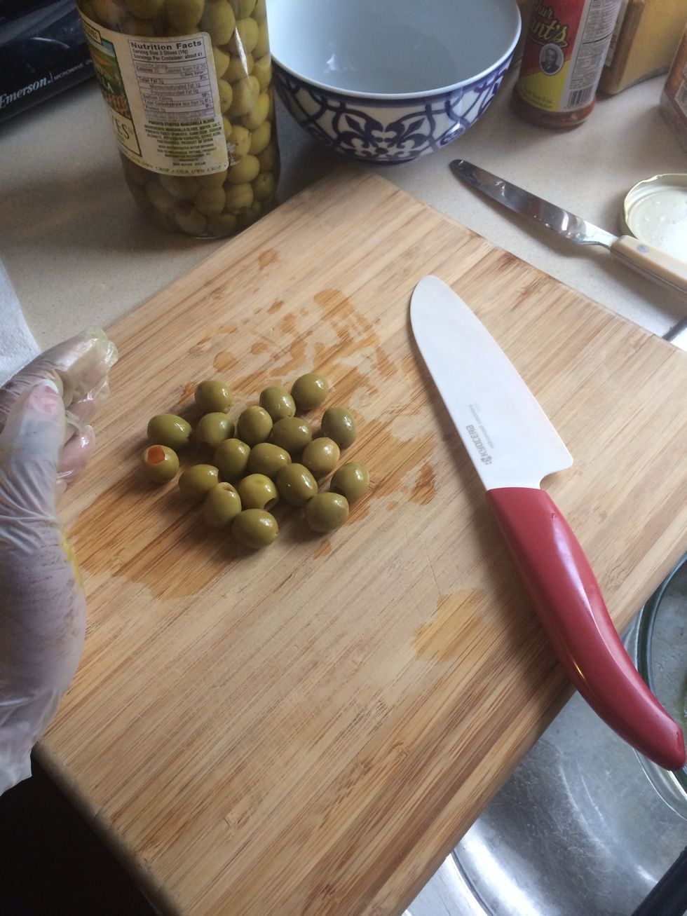 Chop olives and set aside