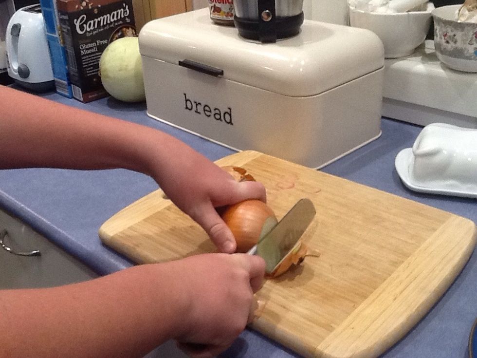 Chop one brown onion into fine pieces