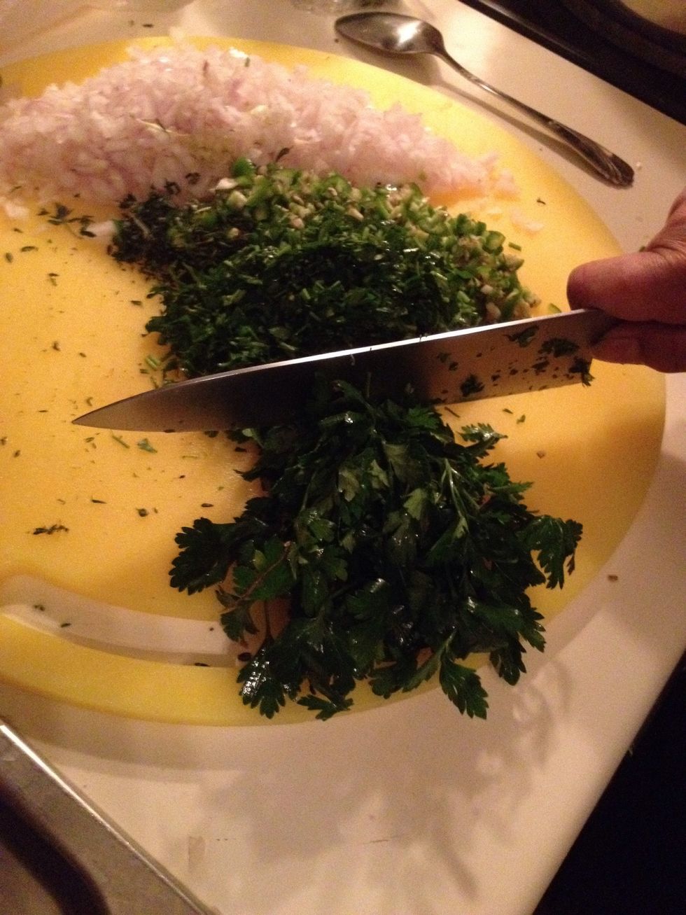 Chop one cup of parsley.