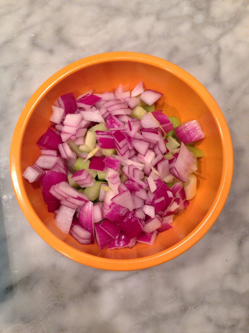 Chop onion and add to celery