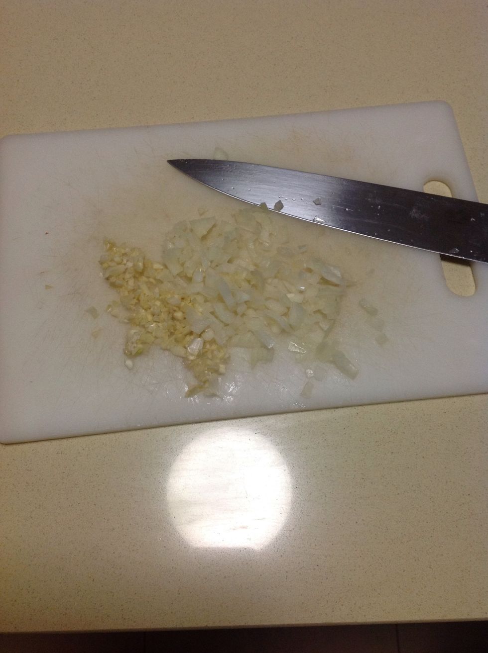 Chop onion and garlic finely