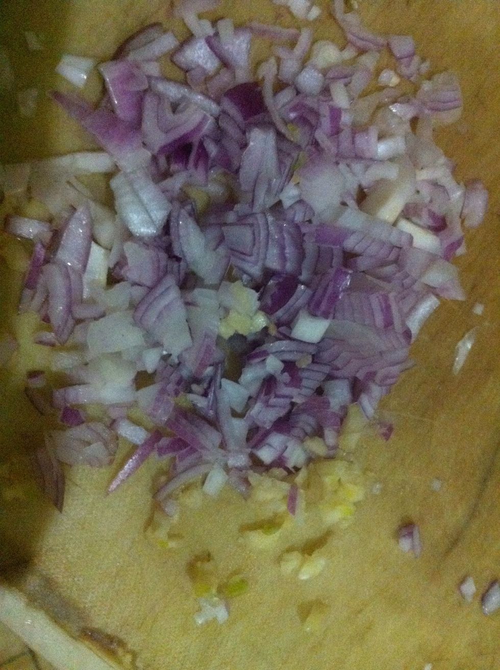 chop onion and garlic