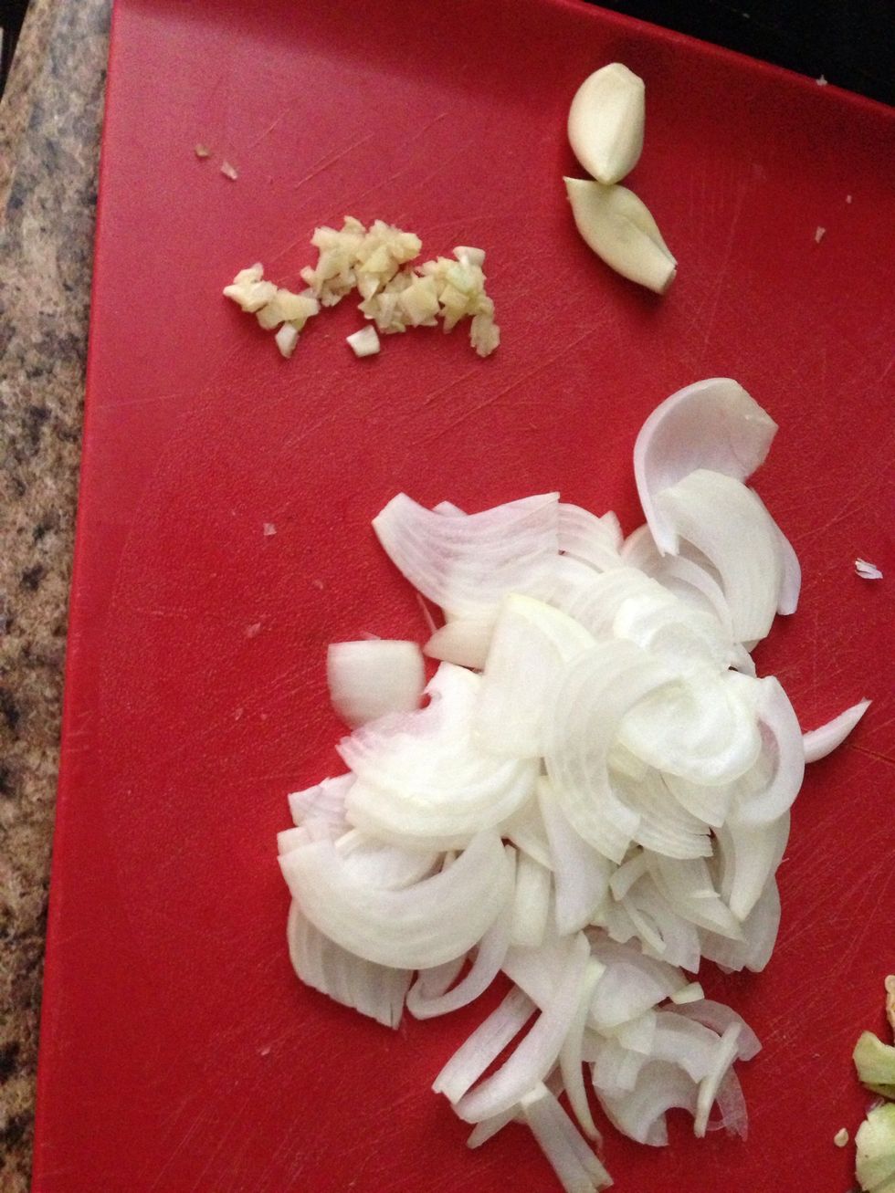 Chop onion and mince ALL the garlic!!