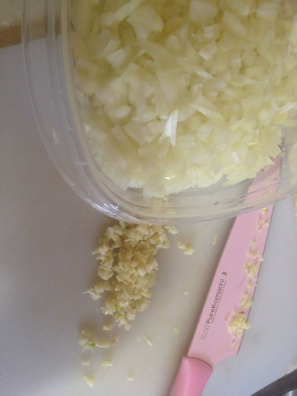 Chop onion and mince the garlic
