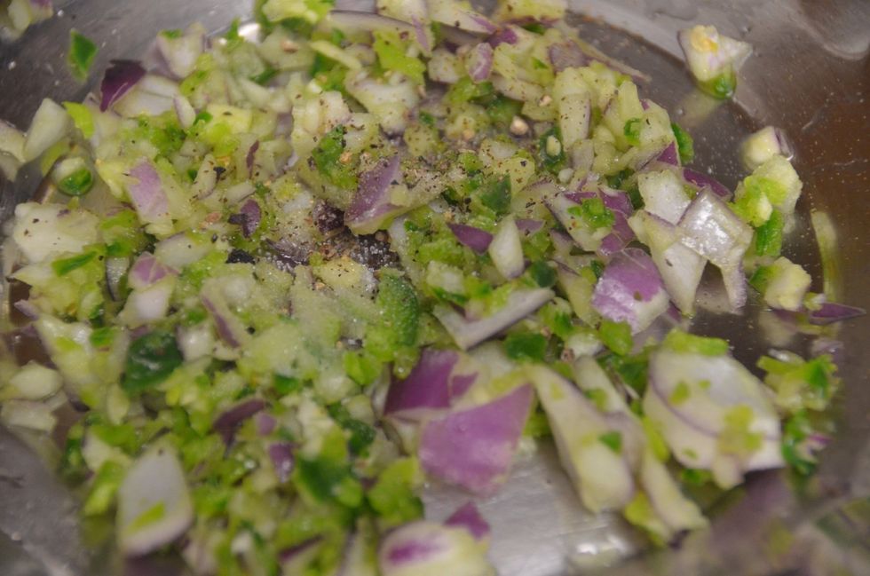 Chop onion garlic and Serrano pepper in a food processor and remove in a bowl. Add salt pepper and lemon juice. Later add the chopped avocados and cilantro . Serve