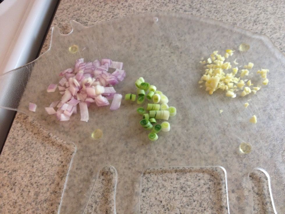 Chop onions and garlic keep close going to be using first.