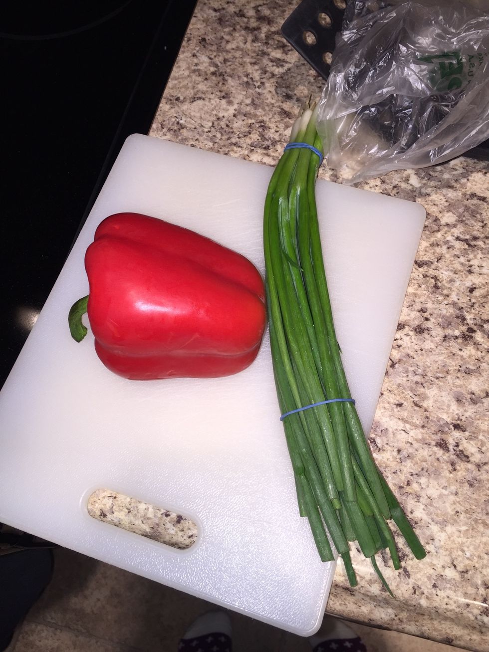 Chop onions and pepper