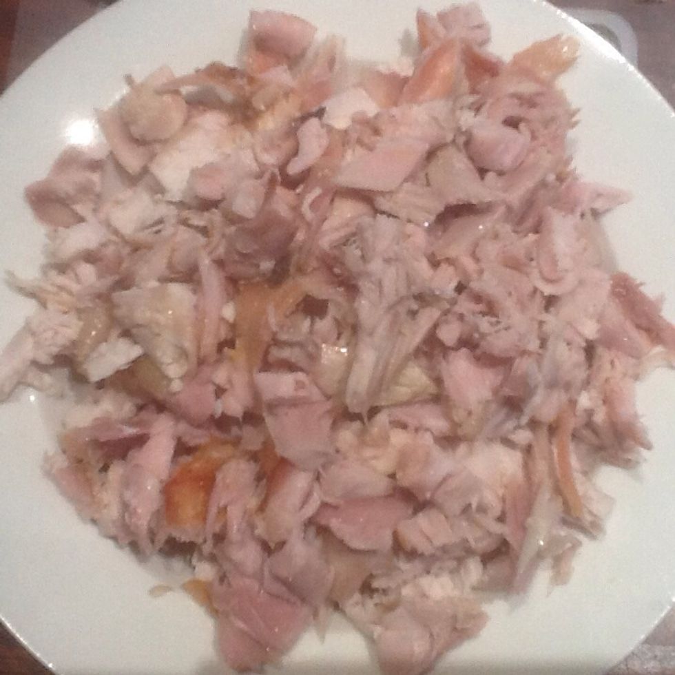 Chop or rip the chicken into pieces or strips