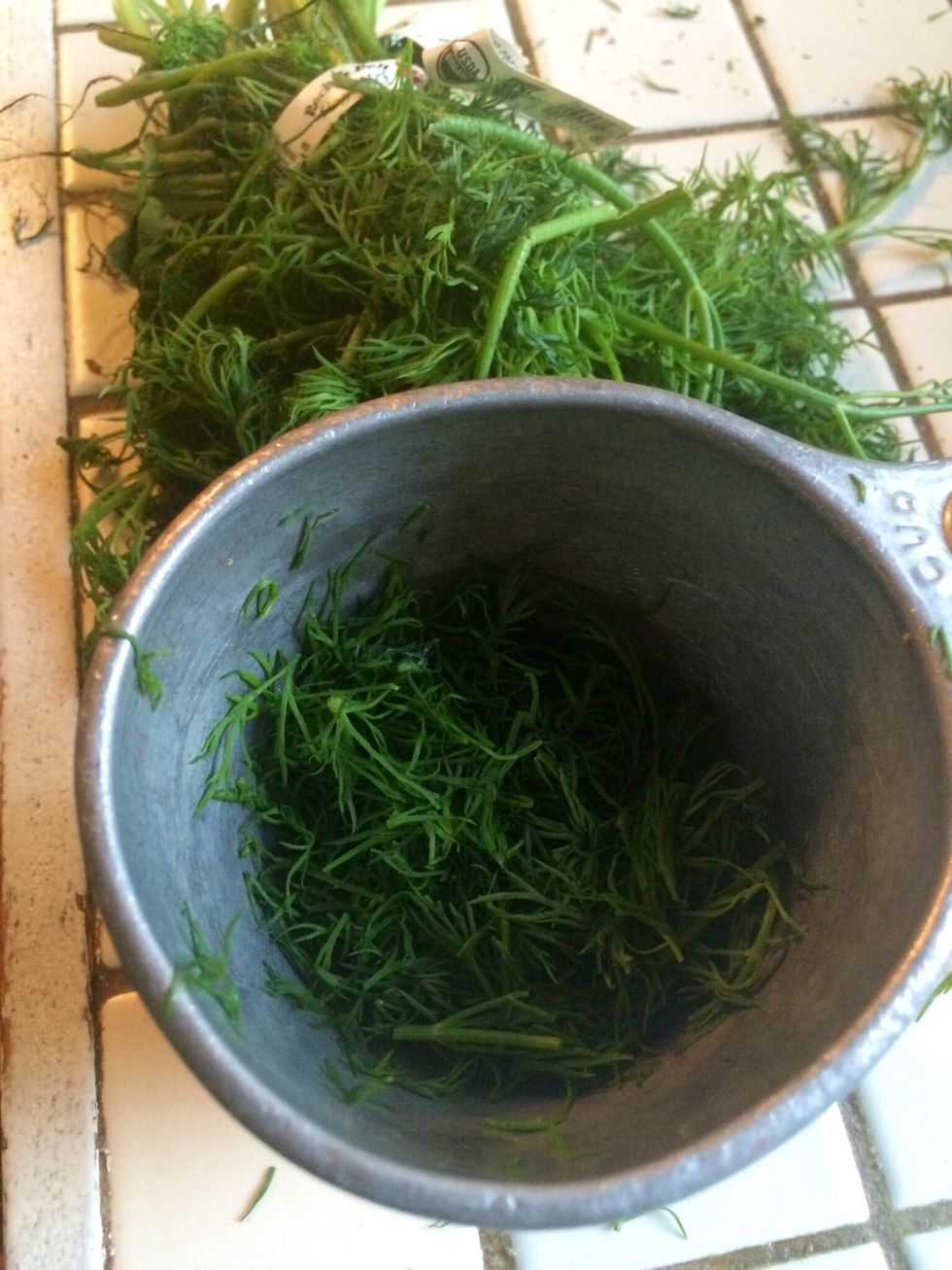 Chop or tear up 1/2 cup of fresh dill.