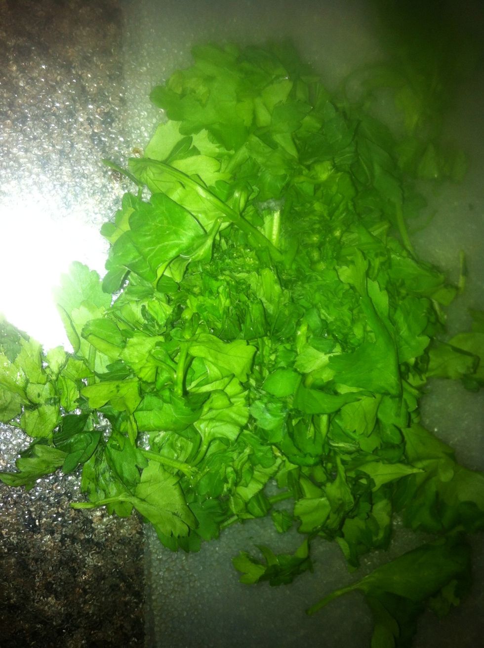 Chop parsley, add to boiling water