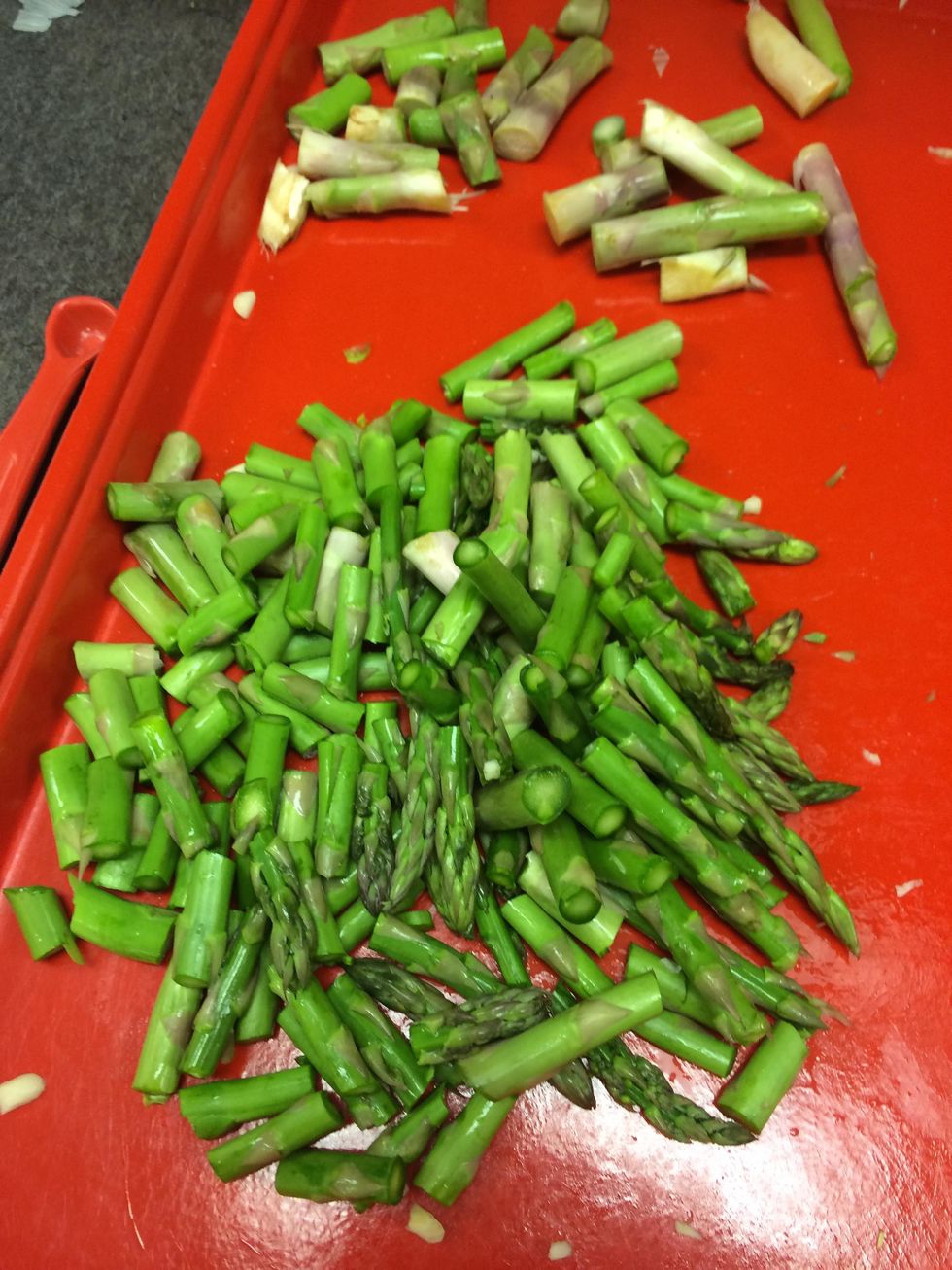 Chop the Asparagus into 1 inch sections